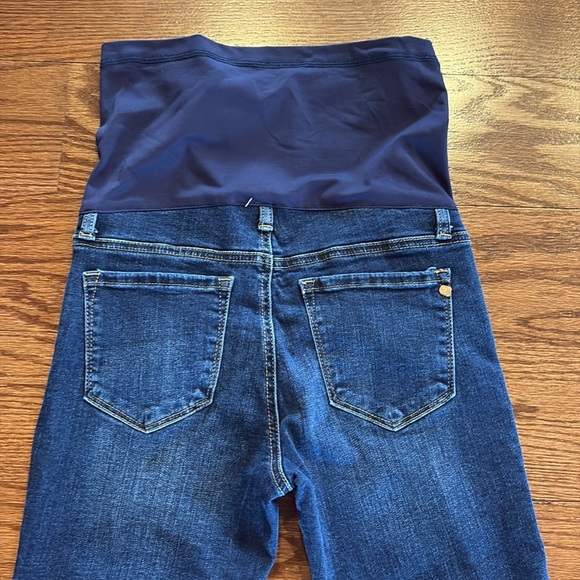 Pinkblush maternity slim straight distressed ripped stretch crop jeans blue 26 - Picture 5 of 12